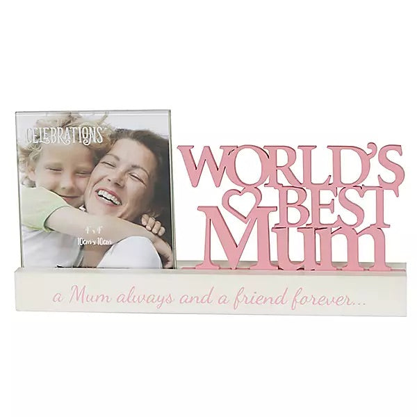 Worlds Best Mum 4x4 Inch Photo Frame Plaque