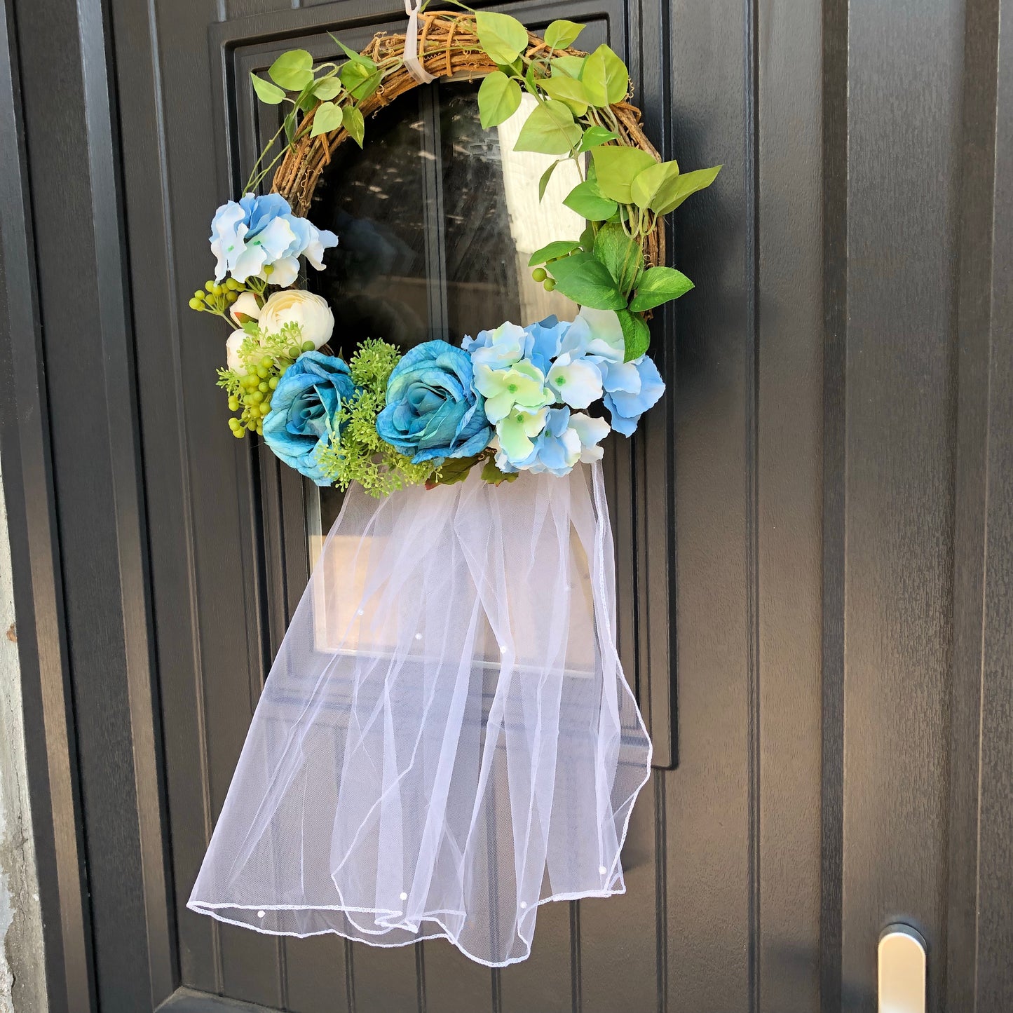 Front Door Wreath Wedding - Blue