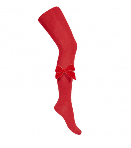 Condor Tights - Side Velvet Bow RED 550