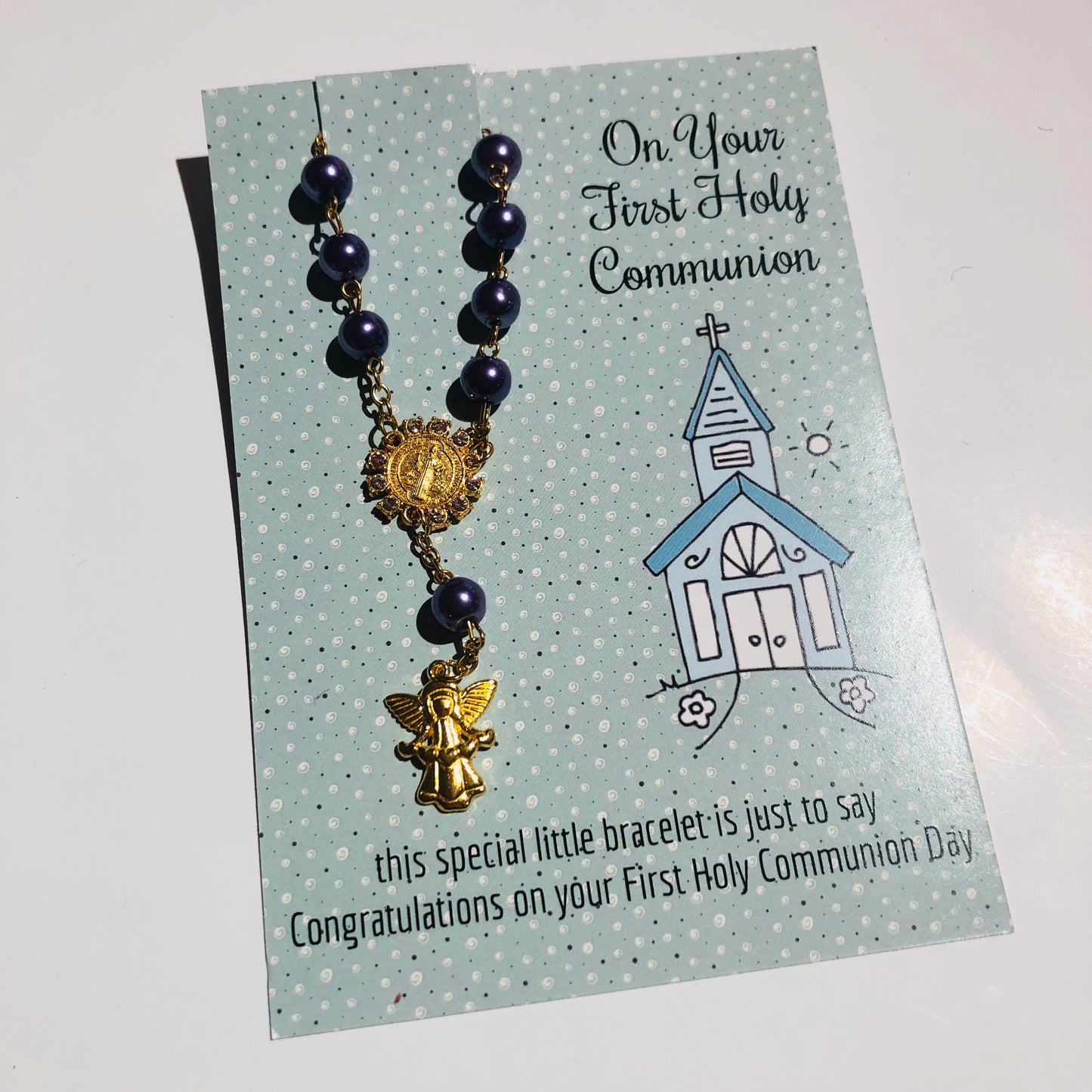Mini Rosary Angel Pendant - First Holy Communion