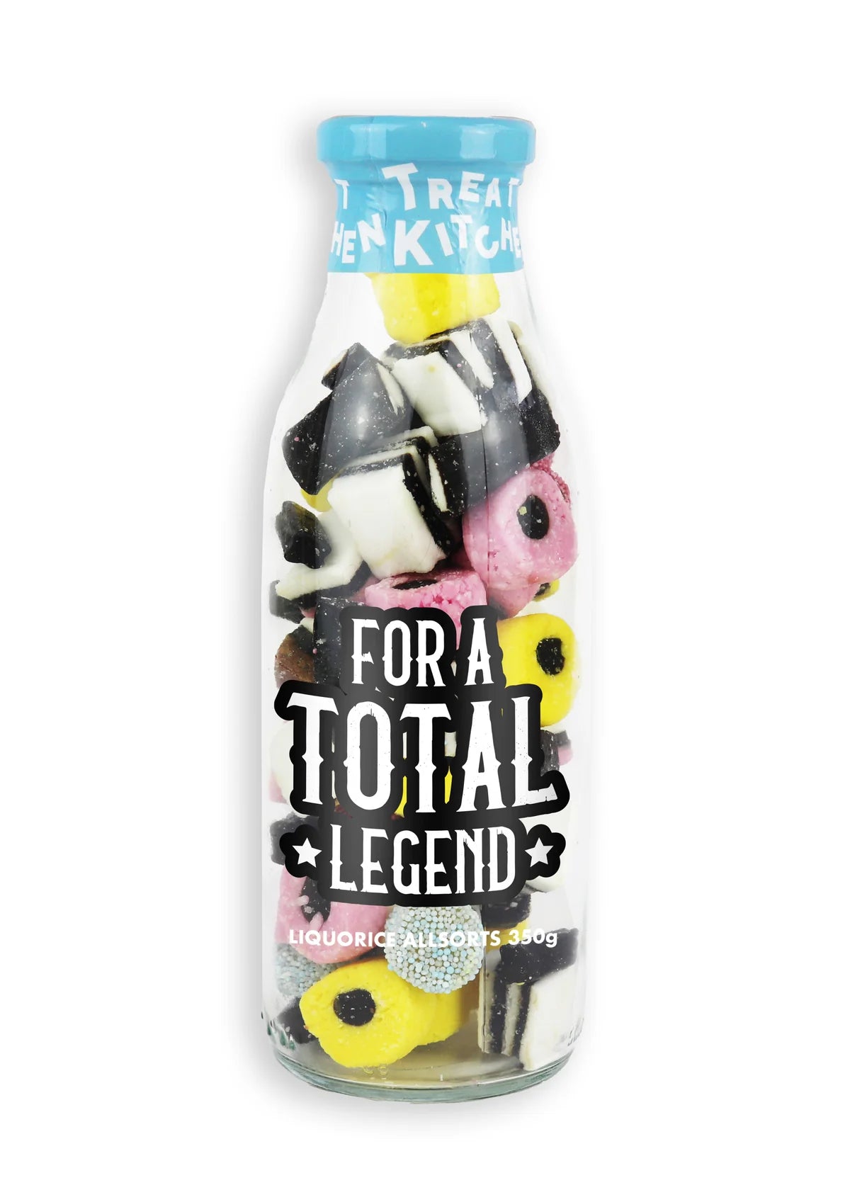 ‘FOR A TOTAL LEGEND’ LIQUORICE ALLSORTS MESSAGE BOTTLE