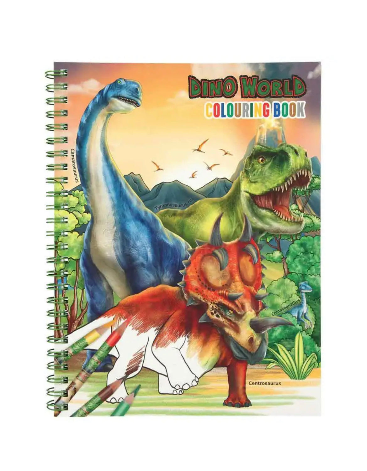 Dino World Colouring Book with Coloured Pencils