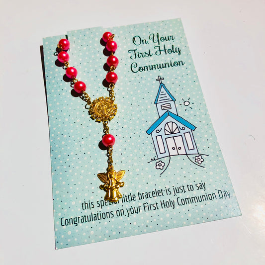 Mini Rosary Angel Pendant - First Holy Communion