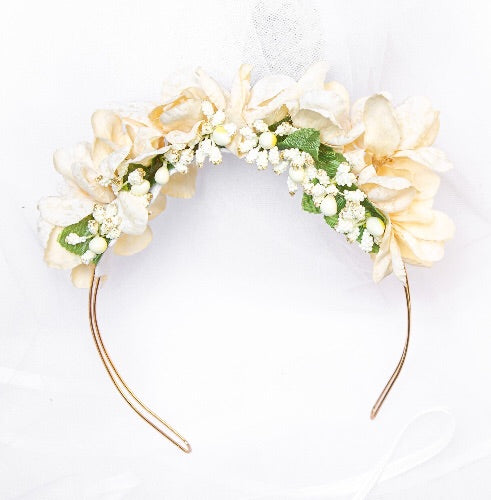 Cream & Gold floral Hairband - Flower Girl