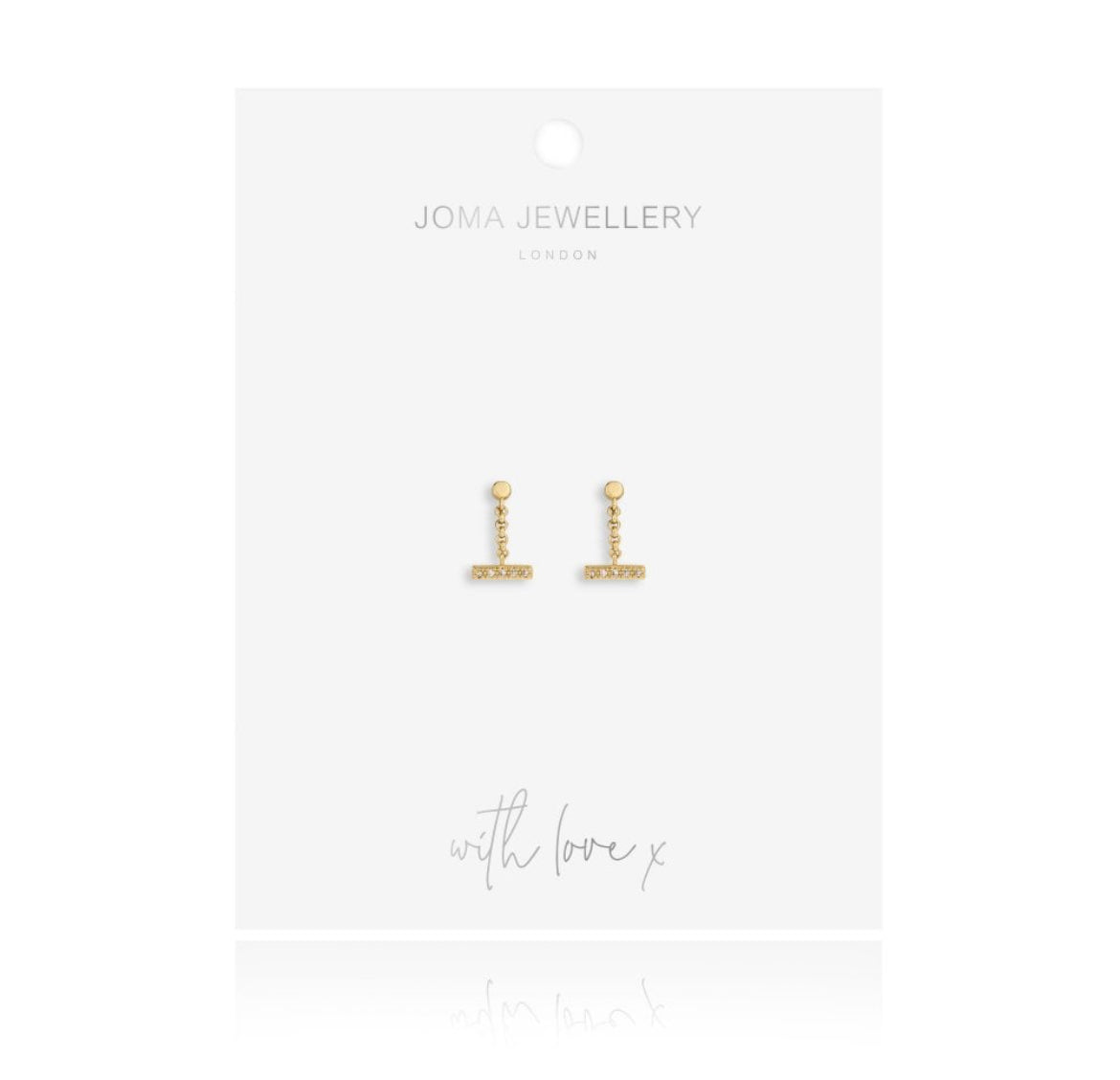 JOMA JEWELLERY Demi Gold Pave Bar Drop Earrings