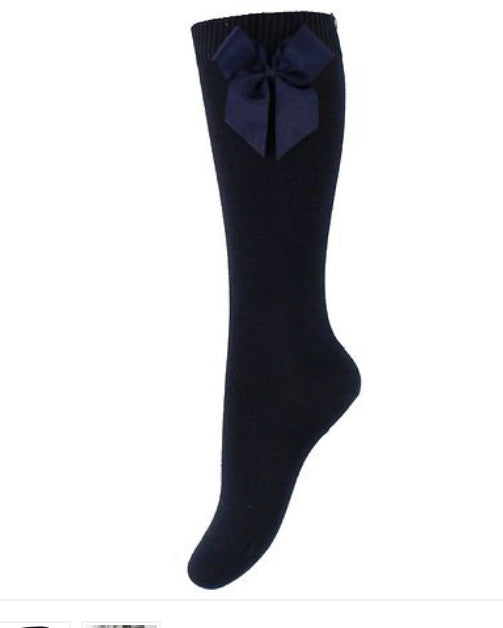 Condor Knee High Socks - Side Velvet Bow NAVY 480