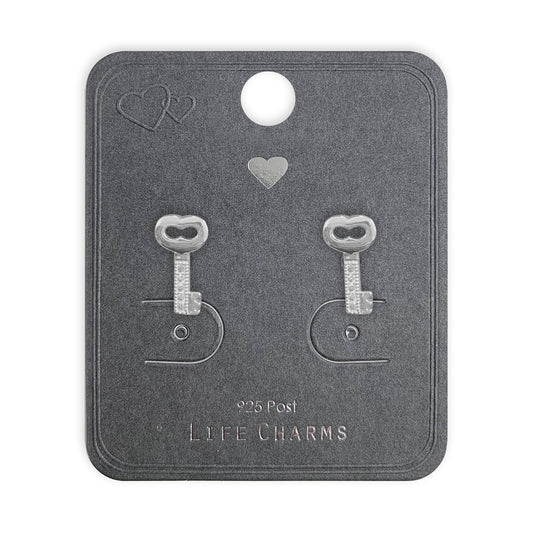CUBIC ZIRCONIA KEY TO MY HEART EARRINGS