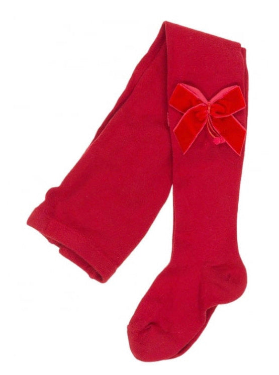 Condor Tights - Side Velvet Bow RED 550