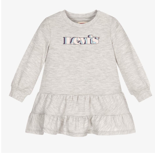 Levis Girls Grey Cotton Logo Dress