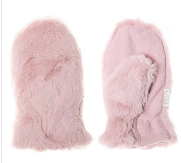 Teddy Fur Mittens Dusky Pink