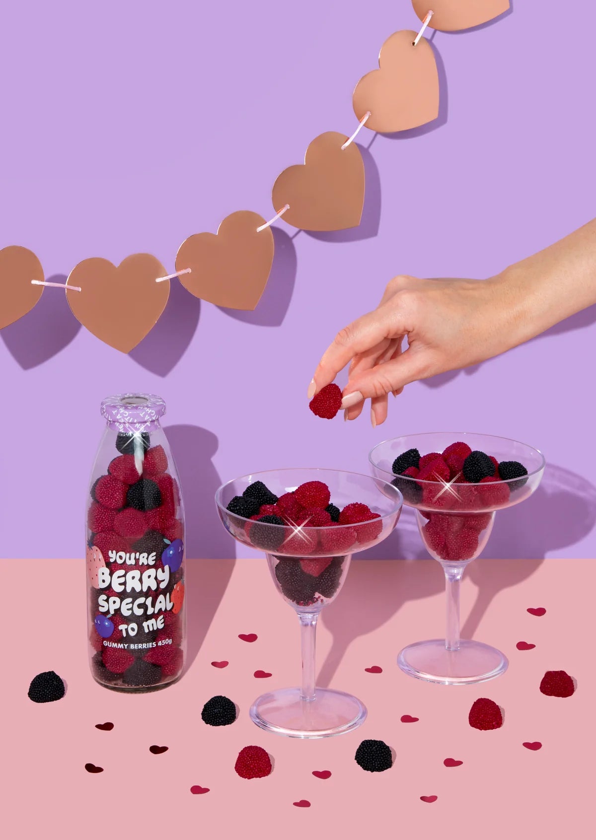 'YOU'RE BERRY SPECIAL TO ME" GUMMY BERRIES IN A GLASS BOTTLE