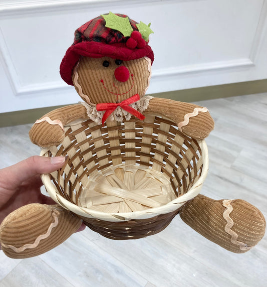 Christmas Gingerbread Basket - Red hat