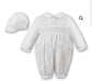 Sarah Louise 002200L Boys Smocked Romper & Cap IVORY