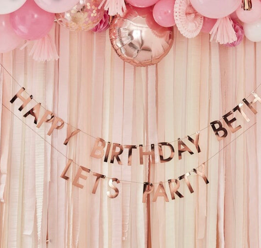 ROSE GOLD PERSONALISED BIRTHDAY BANNER