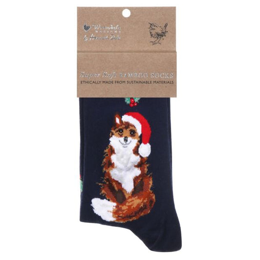 Wrendale ‘Festive Fox’ Navy Fox Bamboo Christmas Socks