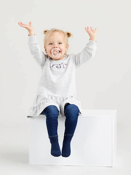 Levis Girls Grey Cotton Logo Dress