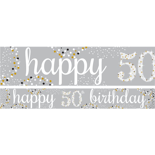 50th Birthday Paper Banners 1 design 1m each - 3 pack
