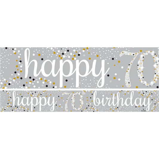 70th Birthday Paper Banners 1 design 1m each - 3 pack