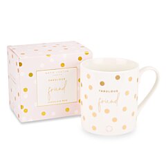 BOXED PORCELAIN MUG FABULOUS FRIEND WHITE & GOLD