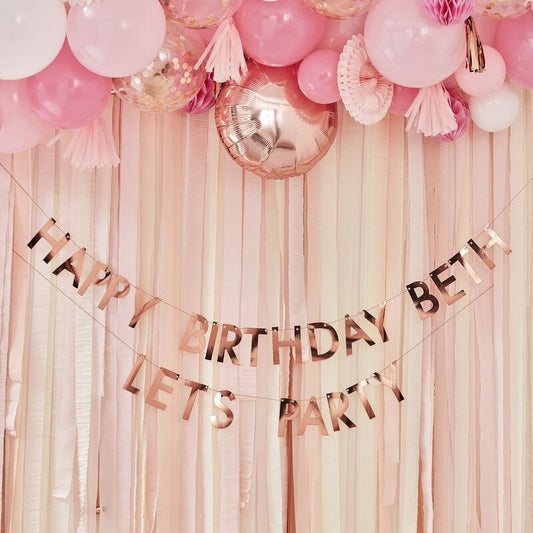 ROSE GOLD PERSONALISED BIRTHDAY BANNER