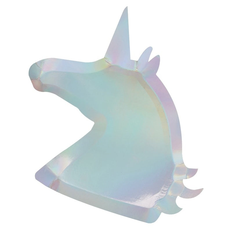 Unicorn Shaped Iridescent Paper Plates - MAKE A WISH