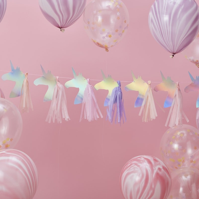 Unicorn Iridescent foiled Tassel Garland - MAKE A WISH