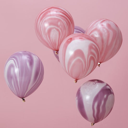 PINK AND PURPLE MARBLE BALLOONS - MAKE A WISH