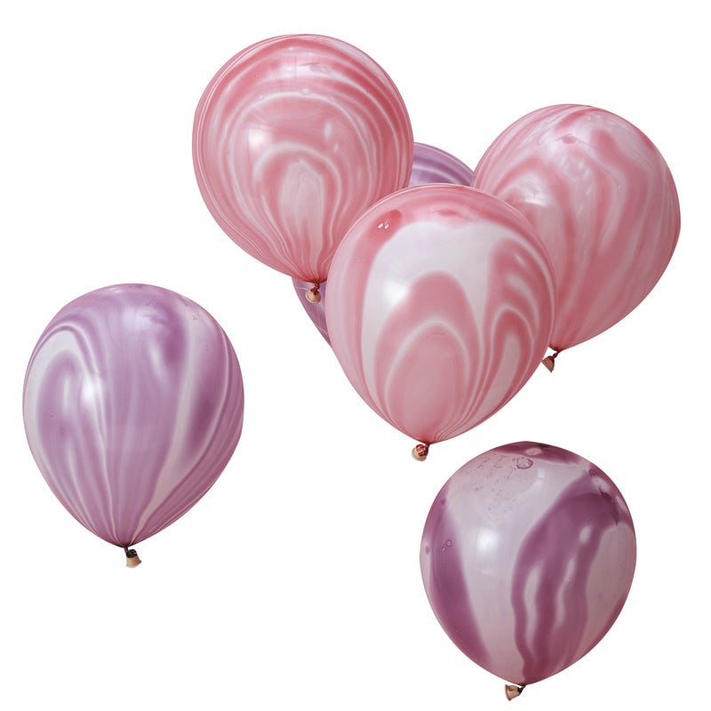 PINK AND PURPLE MARBLE BALLOONS - MAKE A WISH