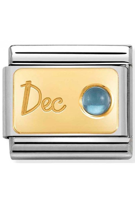 Classic Gold December Light Blue Topaz Birthstone Charm