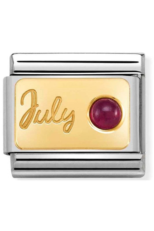 Classic Gold July Ruby Birthstone Charm