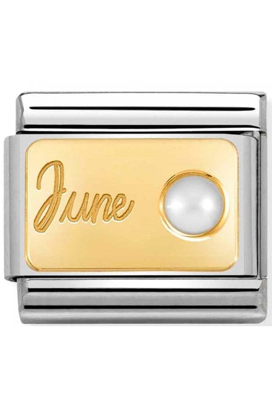 Classic Gold June White Pearl Birthstone Charm