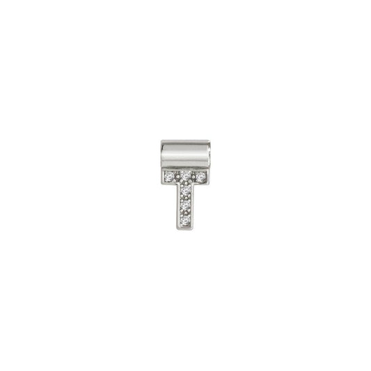 SeiMia Letter (T) Pendant Charm in Silver and CZ