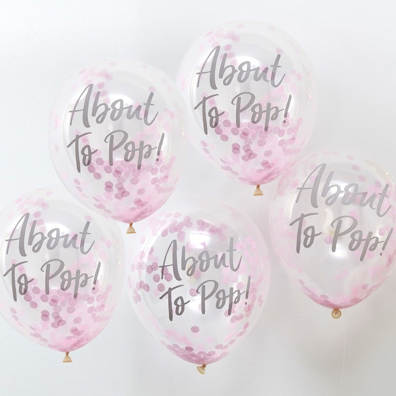 About To Pop! Printed Pink Confetti Balloons - OH BABY!