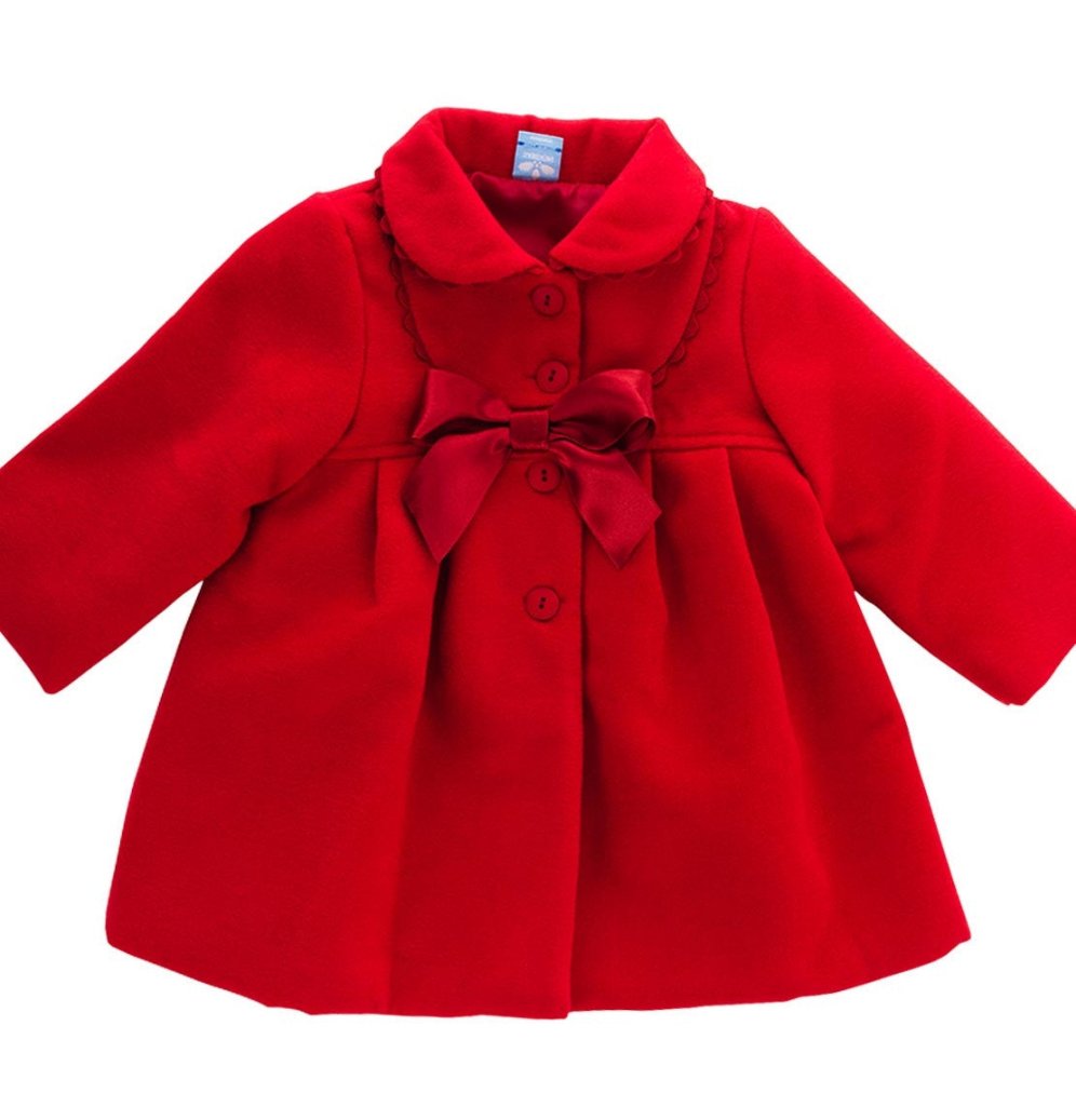 Red coat with satin bow