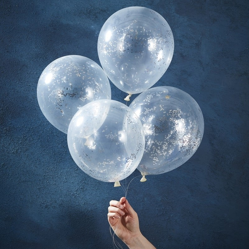 SILVER GLITTER CONFETTI BALLOONS