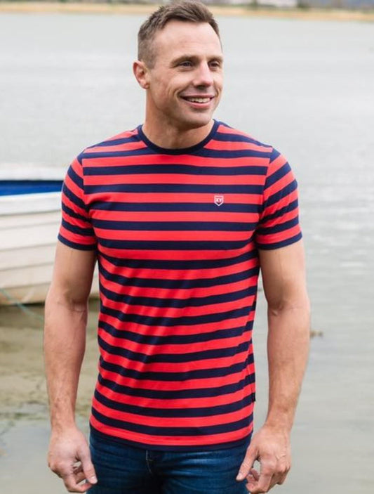 Saracens t-shirt cherry stripe